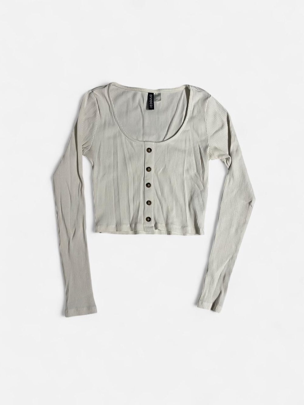 H&M Ribbed Scoop Neck Long Sleeve Crop Top